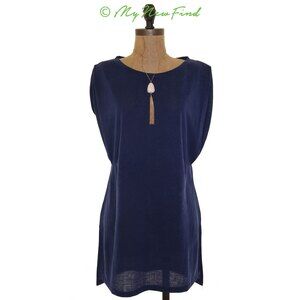 Sun + Shadow Top Size M Tucked Sleeve Sandwash Blue Lightweight EUC  B87